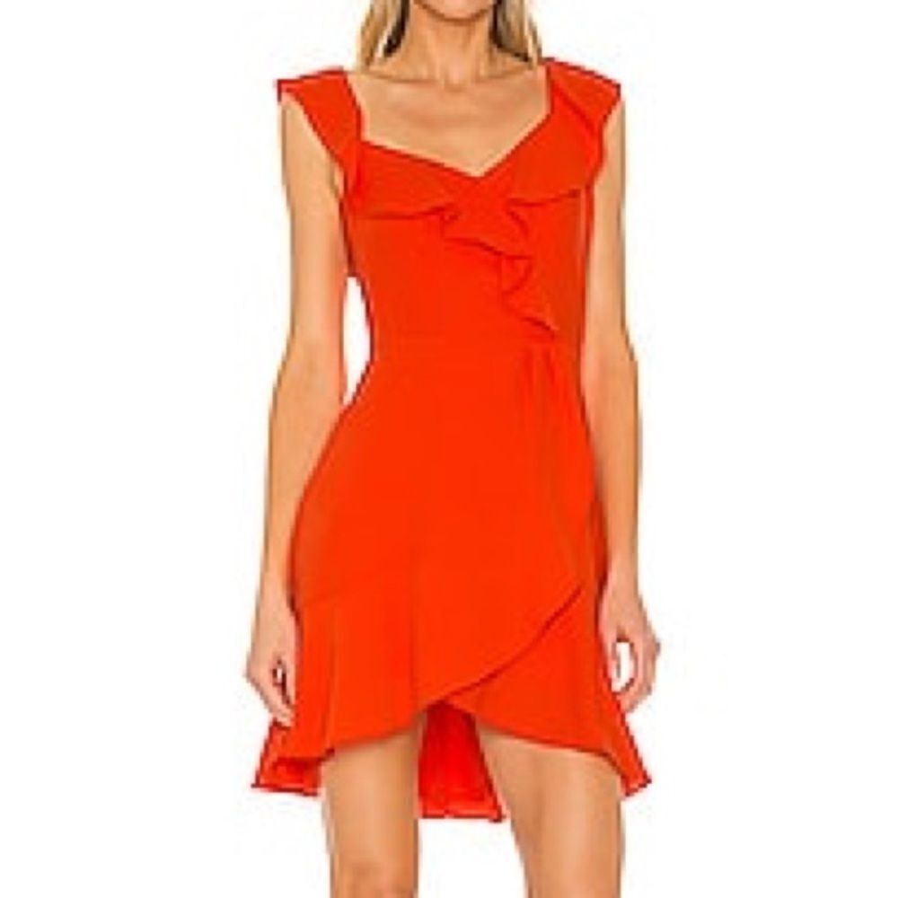 BCBG MaxAzria Mini Ruffle Dress cherry tomato sz 6 NWT